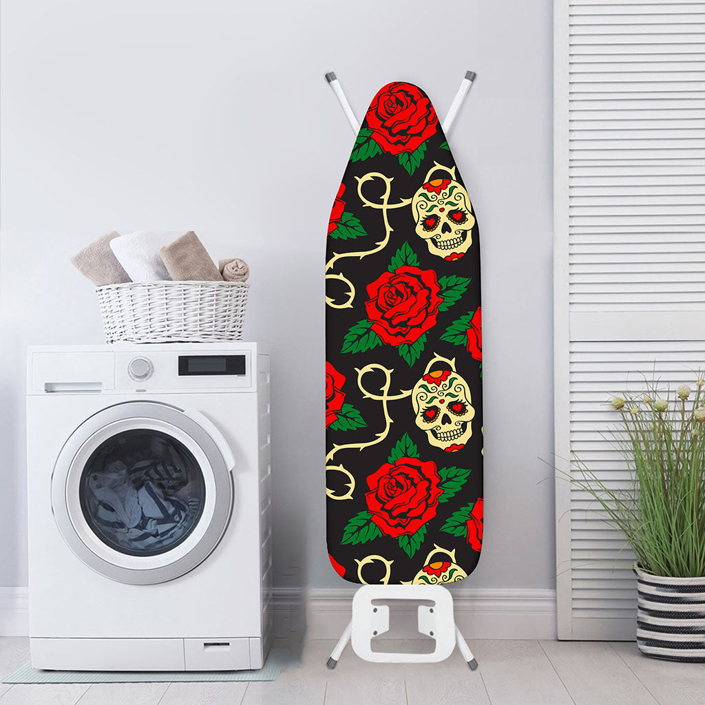 Rose Flower Sugar Skull Pattern Print Ironing Board Cover