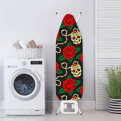 Rose Flower Sugar Skull Pattern Print Ironing Board Cover