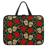 Rose Flower Sugar Skull Pattern Print Laptop Sleeve With Handle