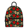 Rose Flower Sugar Skull Pattern Print Leather Backpack
