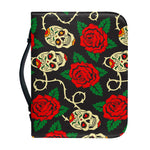 Rose Flower Sugar Skull Pattern Print Leather Bible Cover