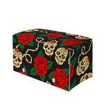 Rose Flower Sugar Skull Pattern Print Leather Tissue Box Cover
