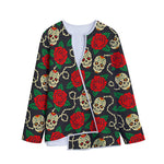 Rose Flower Sugar Skull Pattern Print Long Sleeve Short Coat