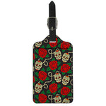 Rose Flower Sugar Skull Pattern Print Luggage Tag