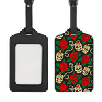 Rose Flower Sugar Skull Pattern Print Luggage Tag