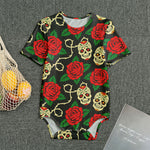Rose Flower Sugar Skull Pattern Print Men's Bodysuit