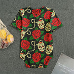 Rose Flower Sugar Skull Pattern Print Men's Bodysuit