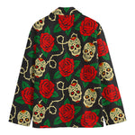 Rose Flower Sugar Skull Pattern Print Men's Cotton Blazer