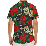 Rose Flower Sugar Skull Pattern Print Men's Deep V-Neck Shirt
