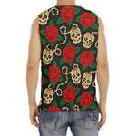 Rose Flower Sugar Skull Pattern Print Men's Fitness Tank Top