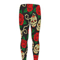 Rose Flower Sugar Skull Pattern Print Men's Leggings