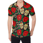 Rose Flower Sugar Skull Pattern Print Men's Shirt