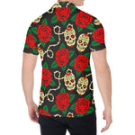 Rose Flower Sugar Skull Pattern Print Men's Shirt