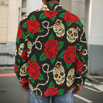 Rose Flower Sugar Skull Pattern Print Men's Shirt Jacket