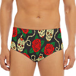 Rose Flower Sugar Skull Pattern Print Men's Triangle Swim Briefs