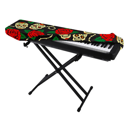 Rose Flower Sugar Skull Pattern Print Piano Keyboard Cover