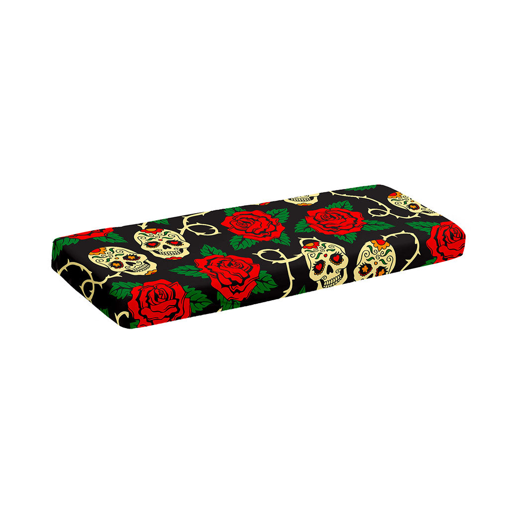 Rose Flower Sugar Skull Pattern Print Piano Keyboard Cover