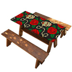 Rose Flower Sugar Skull Pattern Print Picnic Table Cover