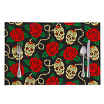 Rose Flower Sugar Skull Pattern Print Placemat