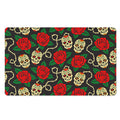 Rose Flower Sugar Skull Pattern Print Polyester Doormat