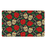 Rose Flower Sugar Skull Pattern Print Polyester Doormat