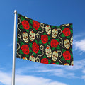 Rose Flower Sugar Skull Pattern Print Polyester Flag
