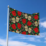 Rose Flower Sugar Skull Pattern Print Polyester Flag