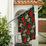 Rose Flower Sugar Skull Pattern Print Polyester Flag