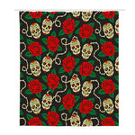 Rose Flower Sugar Skull Pattern Print Polyester Shower Curtain
