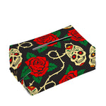 Rose Flower Sugar Skull Pattern Print Rectangle Tissue Box Cover