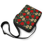 Rose Flower Sugar Skull Pattern Print Rectangular Crossbody Bag