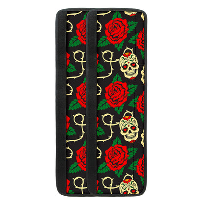 Rose Flower Sugar Skull Pattern Print Refrigerator Handle Covers