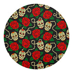 Rose Flower Sugar Skull Pattern Print Round Blanket