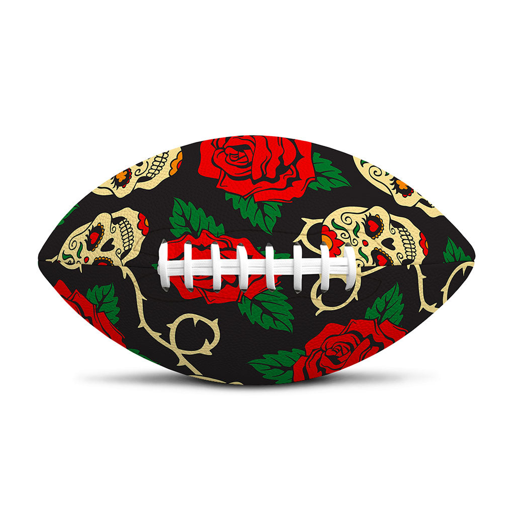 Rose Flower Sugar Skull Pattern Print Rugby Ball
