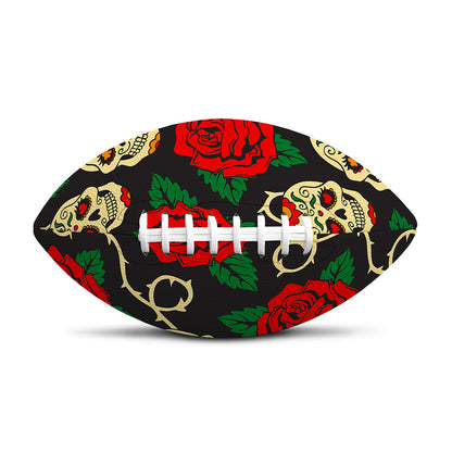 Rose Flower Sugar Skull Pattern Print Rugby Ball