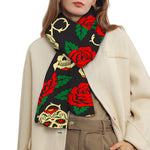 Rose Flower Sugar Skull Pattern Print Scarf