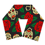 Rose Flower Sugar Skull Pattern Print Scarf