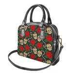 Rose Flower Sugar Skull Pattern Print Shoulder Handbag
