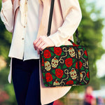 Rose Flower Sugar Skull Pattern Print Shoulder Strap Bible Bag