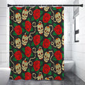 Rose Flower Sugar Skull Pattern Print Shower Curtain