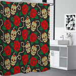 Rose Flower Sugar Skull Pattern Print Shower Curtain