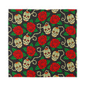 Rose Flower Sugar Skull Pattern Print Silk Bandana