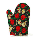 Rose Flower Sugar Skull Pattern Print Single Oven Mitt