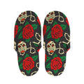 Rose Flower Sugar Skull Pattern Print Slippers