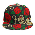 Rose Flower Sugar Skull Pattern Print Snapback Cap