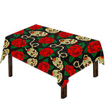 Rose Flower Sugar Skull Pattern Print Tablecloth