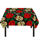 Rose Flower Sugar Skull Pattern Print Tablecloth