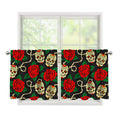 Rose Flower Sugar Skull Pattern Print Tier Curtains