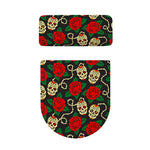 Rose Flower Sugar Skull Pattern Print Toilet Lid And Tank Cover Set