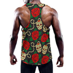 Rose Flower Sugar Skull Pattern Print Training Tank Top
